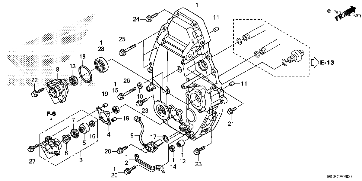 Diagrama de REAR CRANKCASE COVER