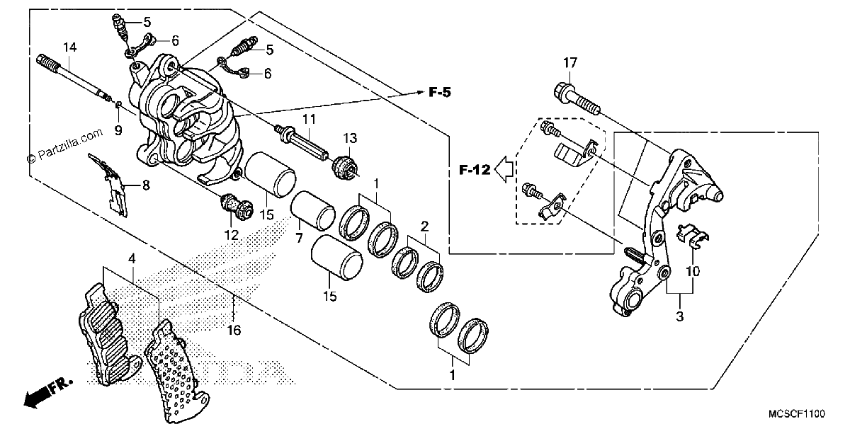 Diagrama de RIGHT FRONT BRAKE CALIPER