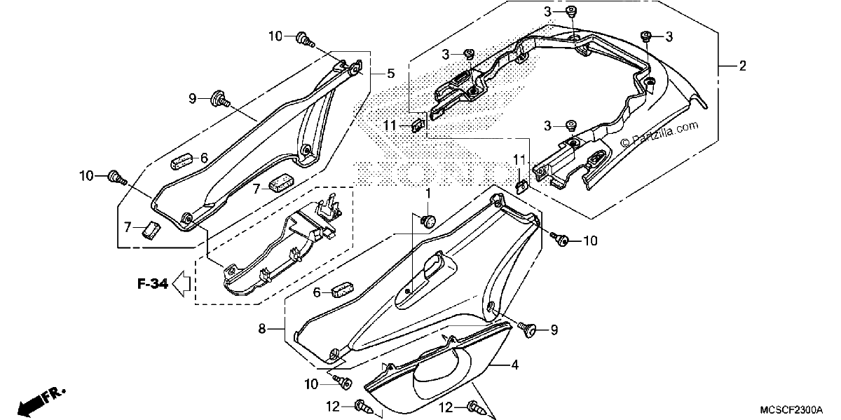 Diagrama de SIDE COVER REAR COWL