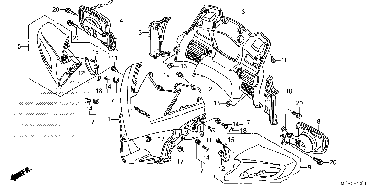 Diagrama de UPPER COWL