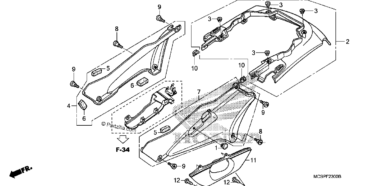 Diagrama de SIDE COVER REAR COWL