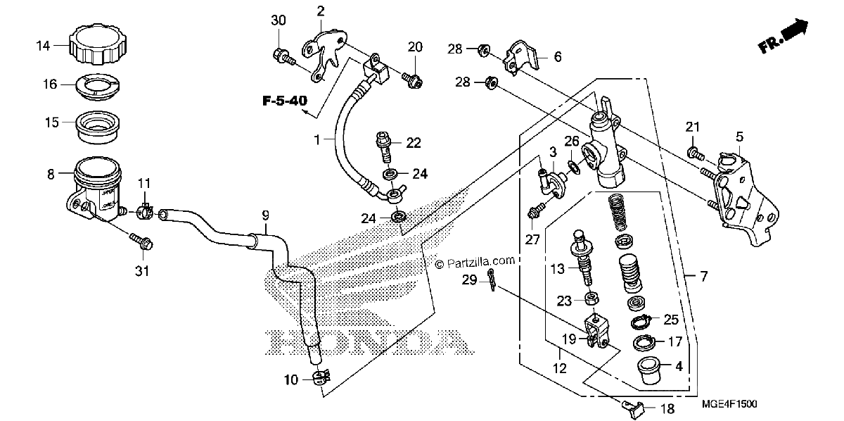 Diagrama de REAR BRAKE MASTER CYLINDER