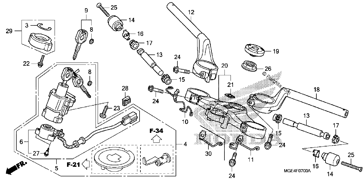 Diagrama de HANDLEBAR TOP BRIDGE