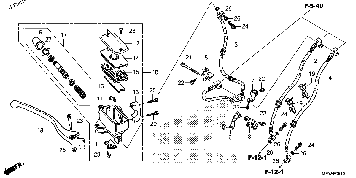Diagrama de FRONT BRAKE MASTER CYLINDER ABS