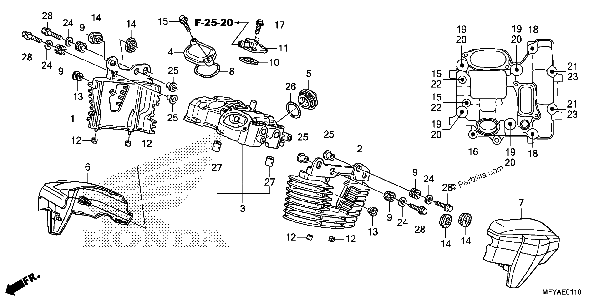 Diagrama de REAR CYLINDER HEAD COVER