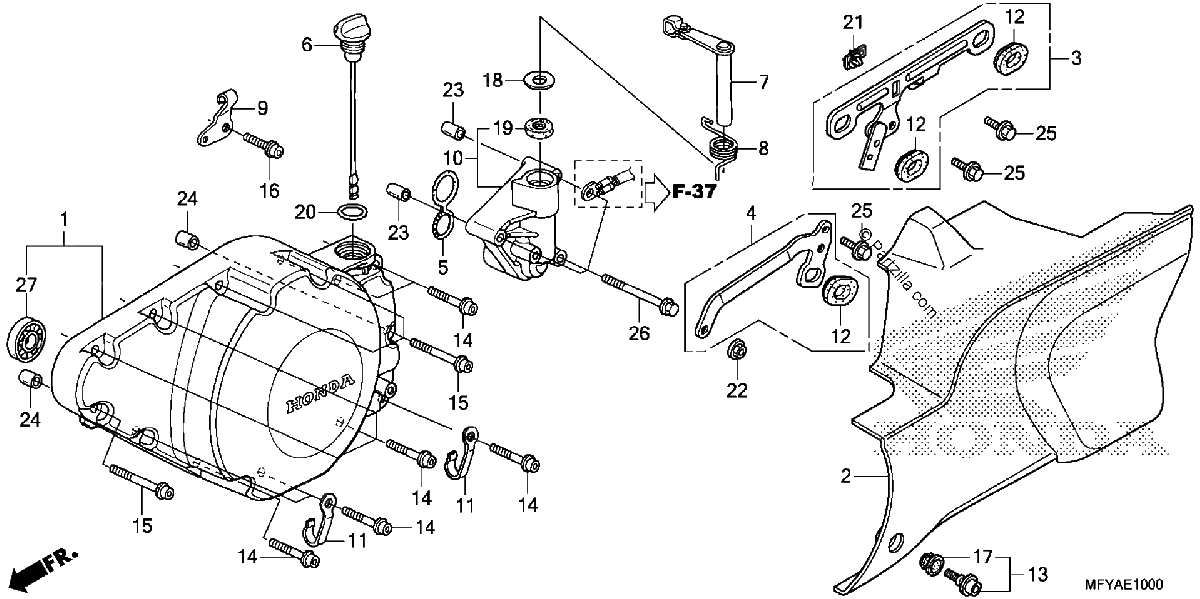 Diagrama de LEFT CRANKCASE COVER