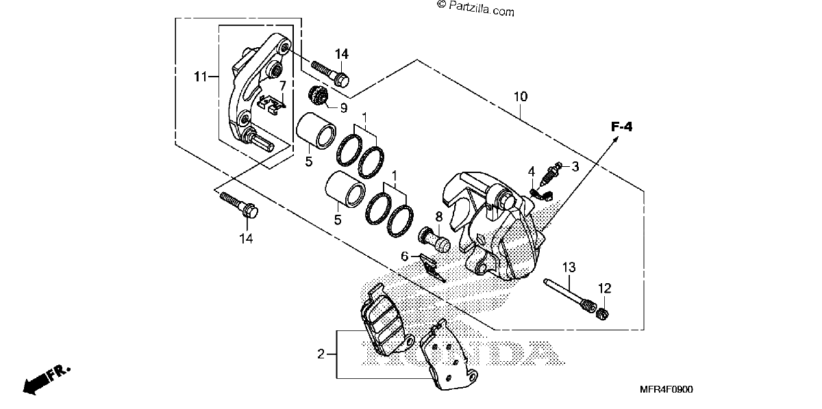 Diagrama de FRONT BRAKE CALIPER VT1300CX
