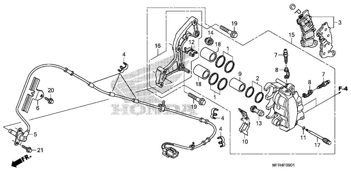 Diagrama de FRONT BRAKE CALIPER VT1300CXA