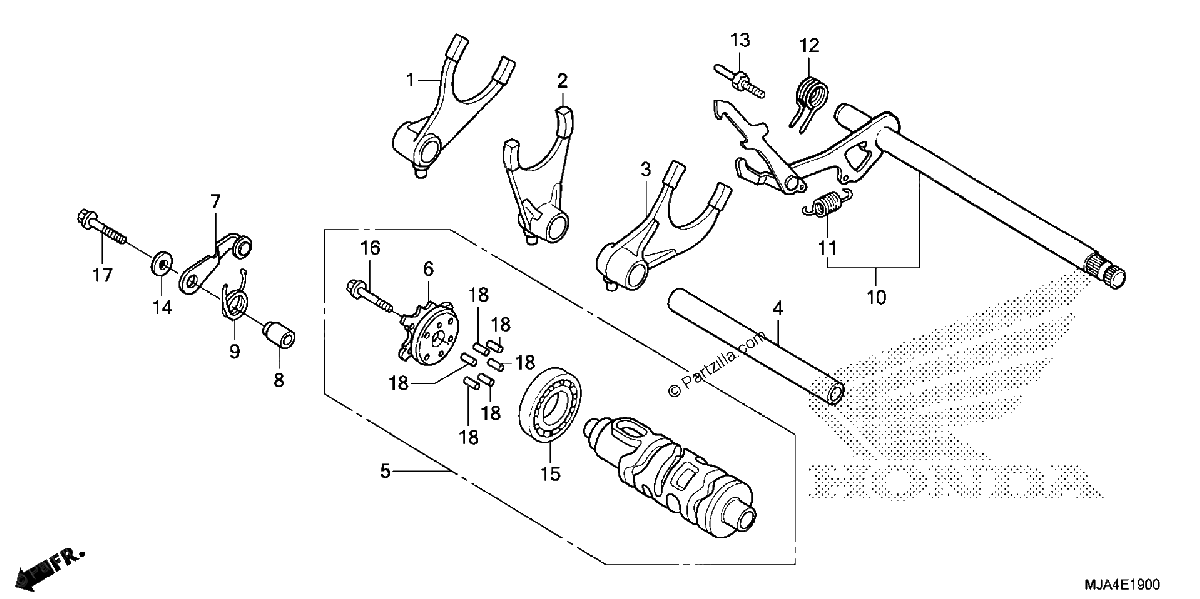 Diagrama de GEAR SHIFT DRUM