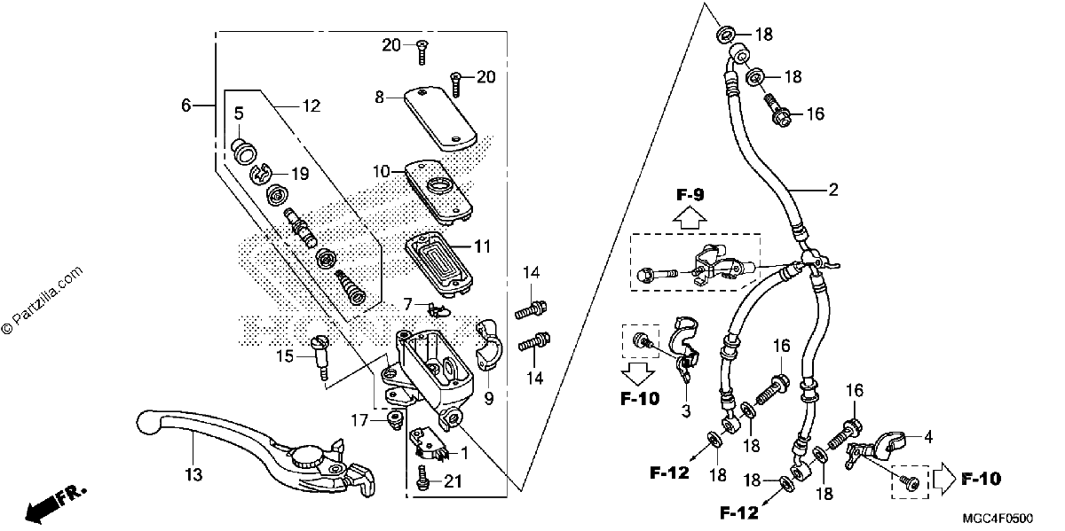 Diagrama de FRONT BRAKE MASTER CYLINDER 1
