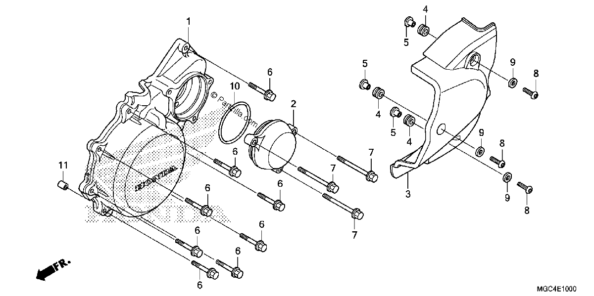 Diagrama de LEFT CRANKCASE COVER
