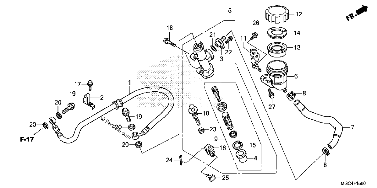 Diagrama de REAR BRAKE MASTER CYLINDER 1