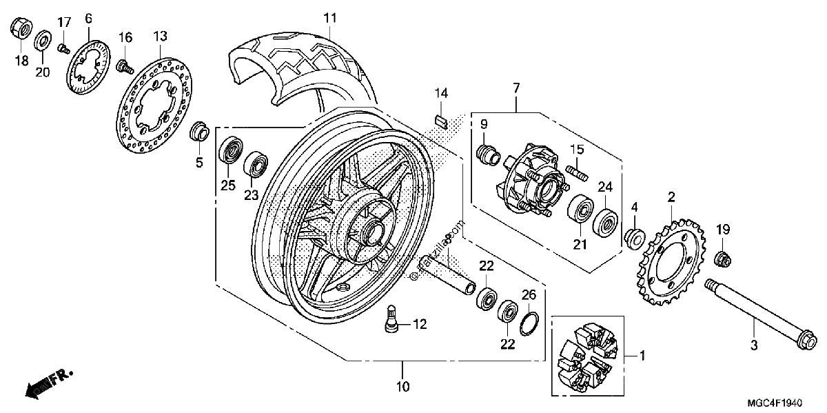 Diagrama de REAR WHEEL