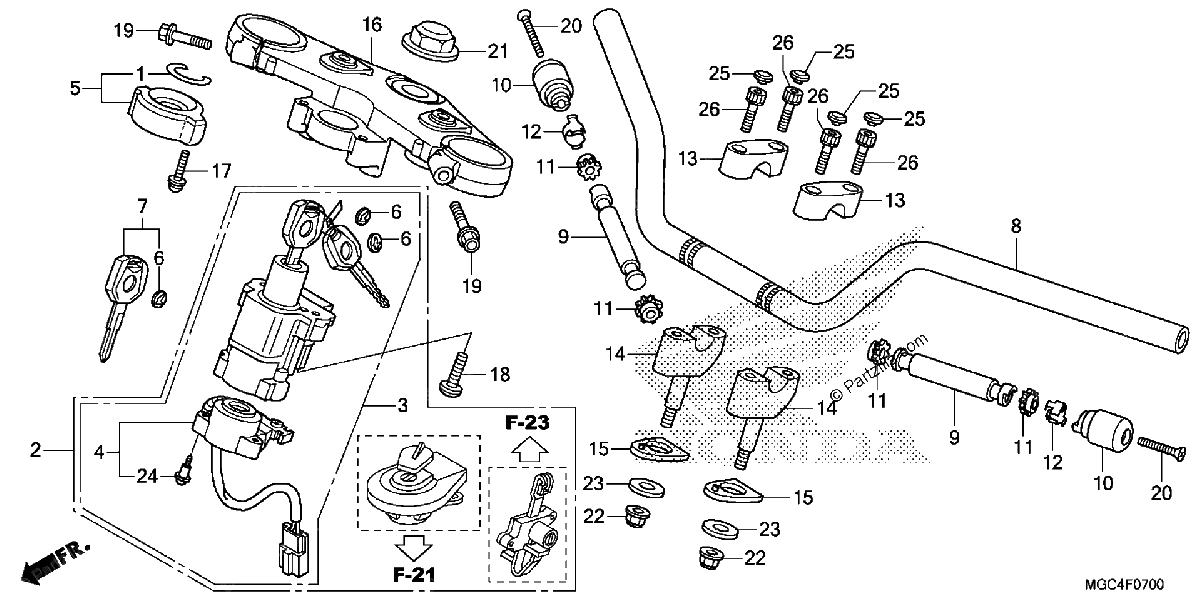 Diagrama de HANDLEBAR TOP BRIDGE