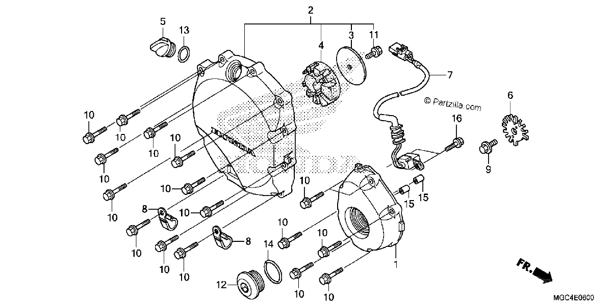 Diagrama de RIGHT CRANKCASE COVER
