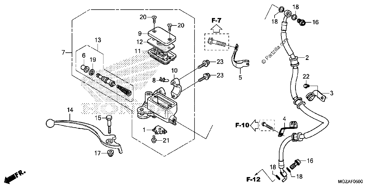 Diagrama de FRONT BRAKE MASTER CYLINDER STD