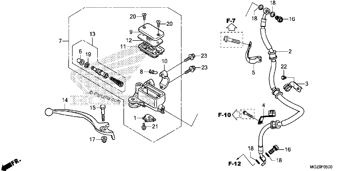 Diagrama de FRONT BRAKE MASTER CYLINDER STD