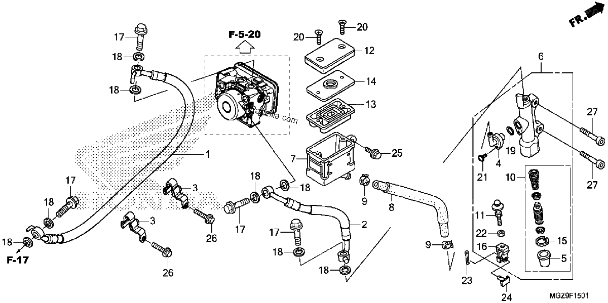 Diagrama de REAR BRAKE MASTER CYLINDER ABS