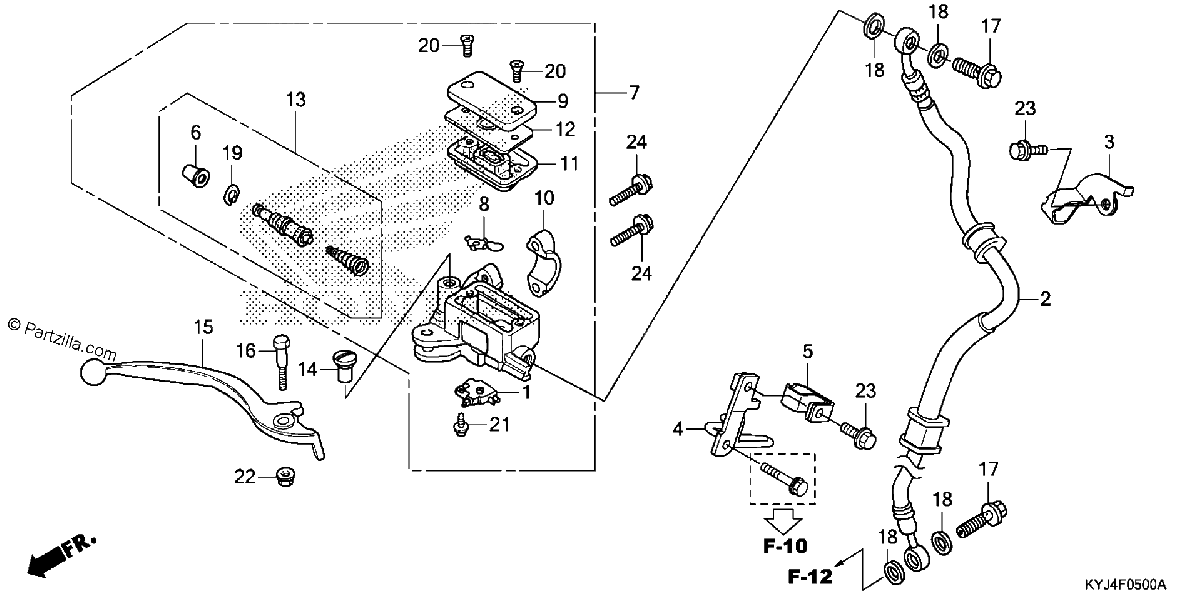 Diagrama de FRONT BRAKE MASTER CYLINDER CBR250R