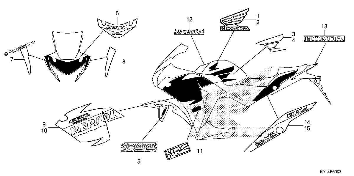 Diagrama de MARK STRIPE CBR250R 13 RA 13 4AC 4CM