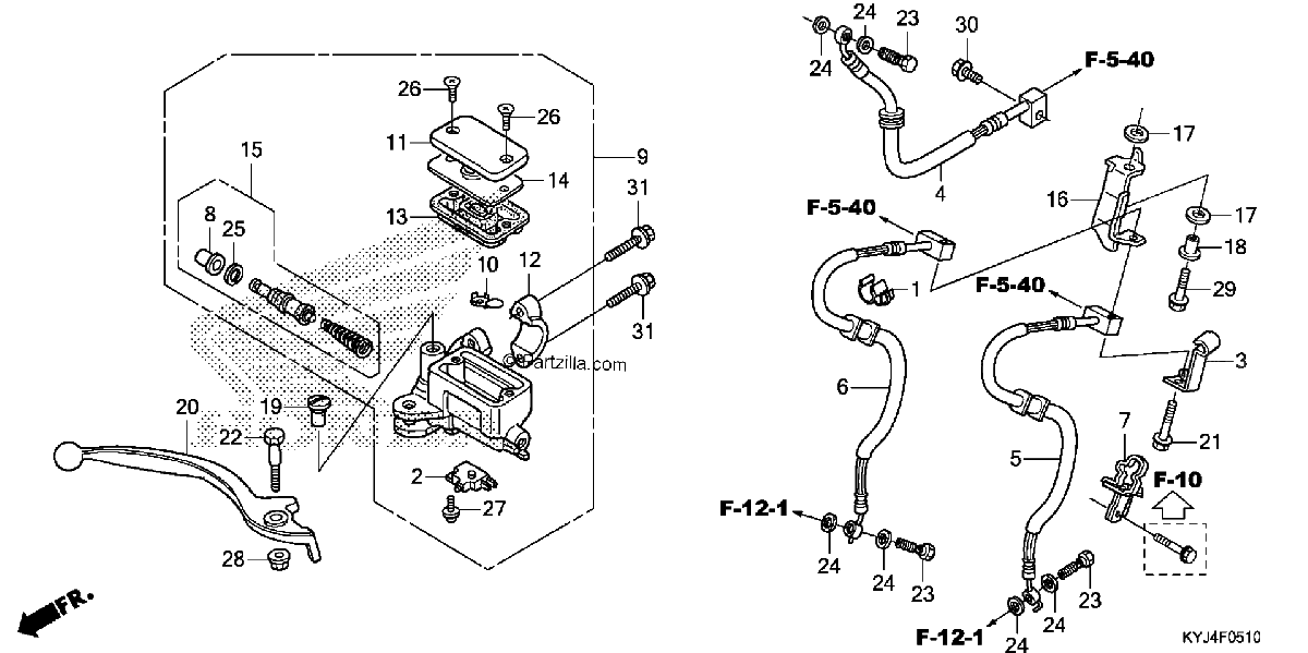 Diagrama de FRONT BRAKE MASTER CYLINDER CBR250RA