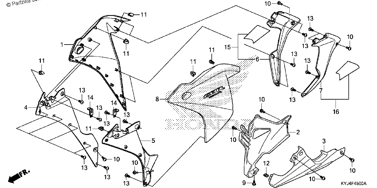 Diagrama de MIDDLE COWL UNDER COWL