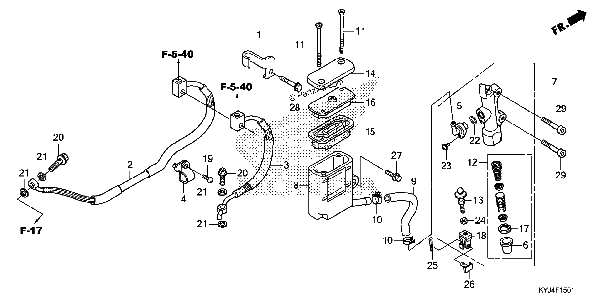 Diagrama de REAR BRAKE MASTER CYLINDER CBR250RA