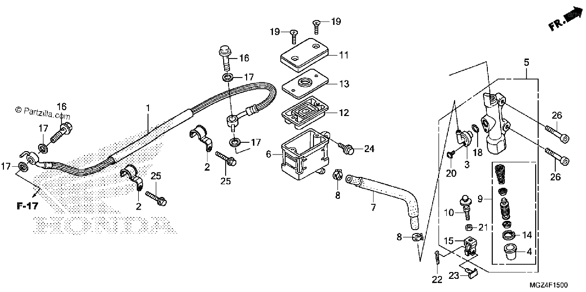 Diagrama de REAR BRAKE MASTER CYLINDER 1