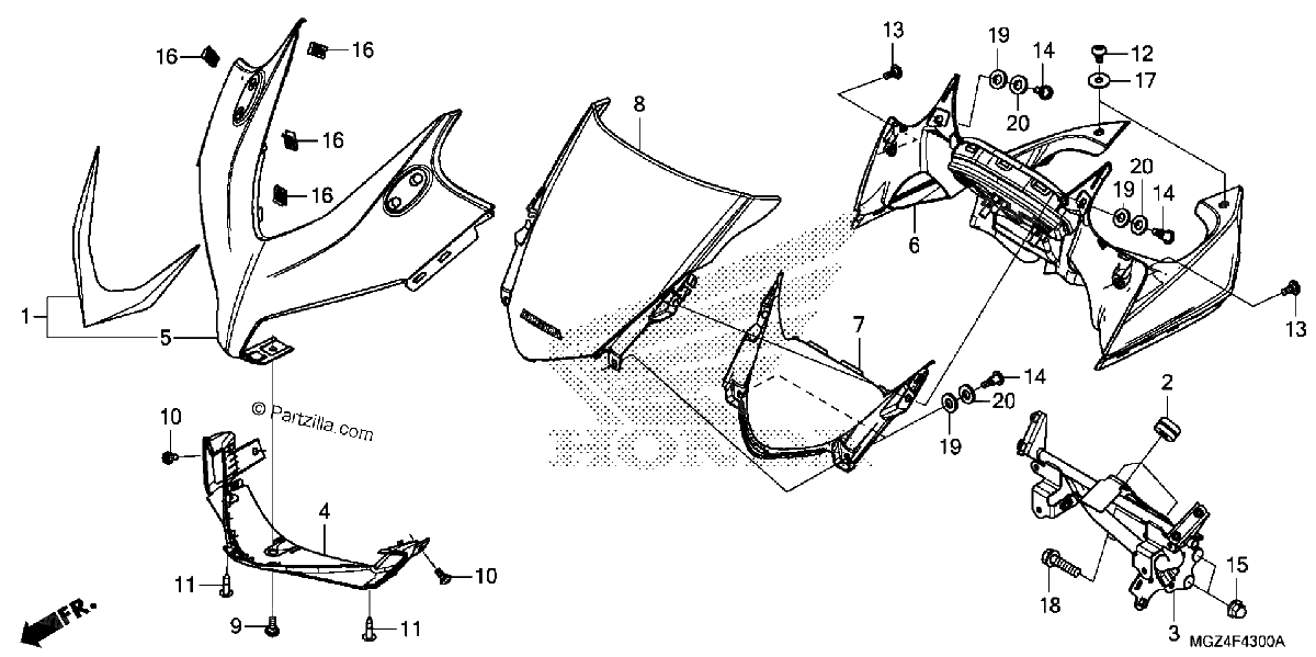 Diagrama de UPPER COWL