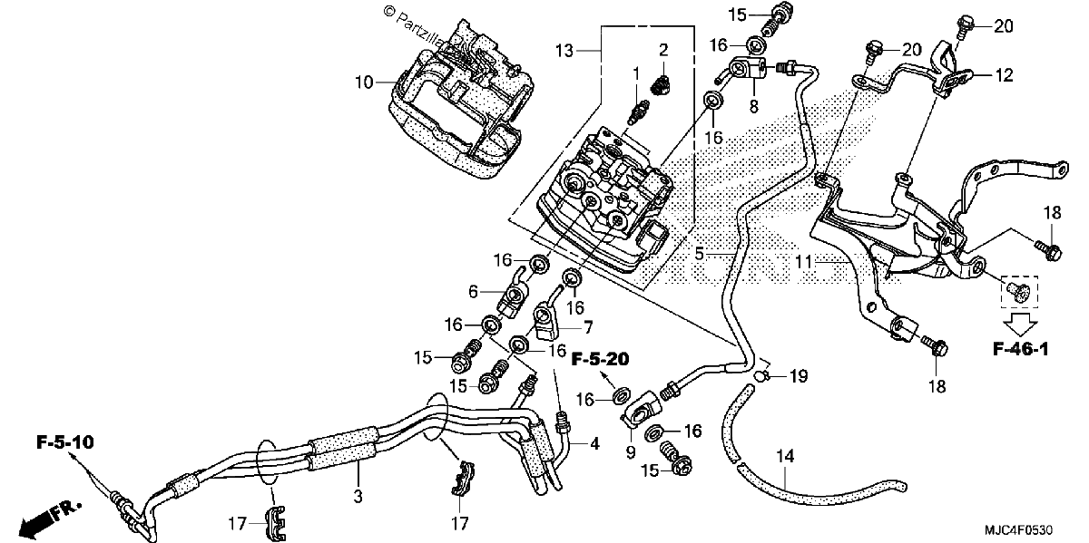 Diagrama de FRONT VALVE UNIT CBR600RA