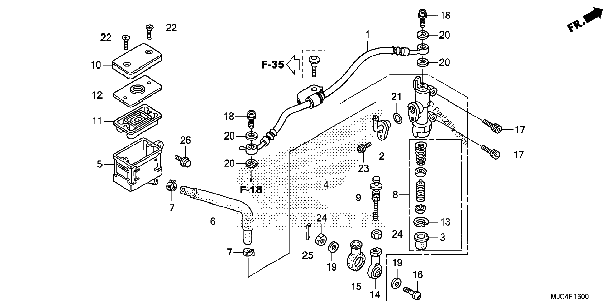 Diagrama de REAR BRAKE MASTER CYLINDER CBR600RR