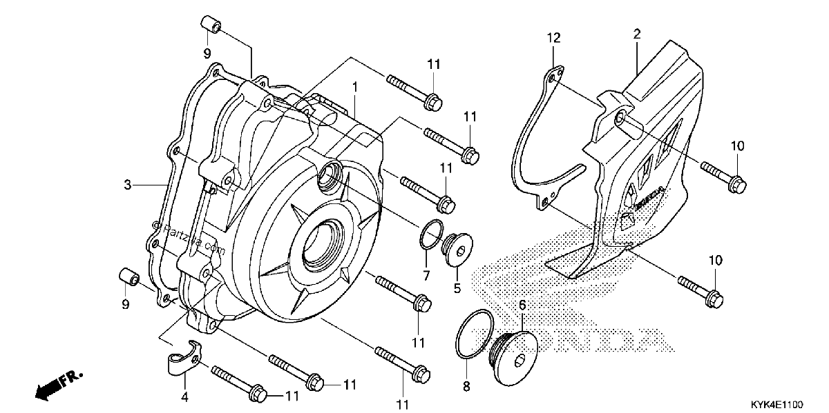 Diagrama de LEFT CRANKCASE COVER