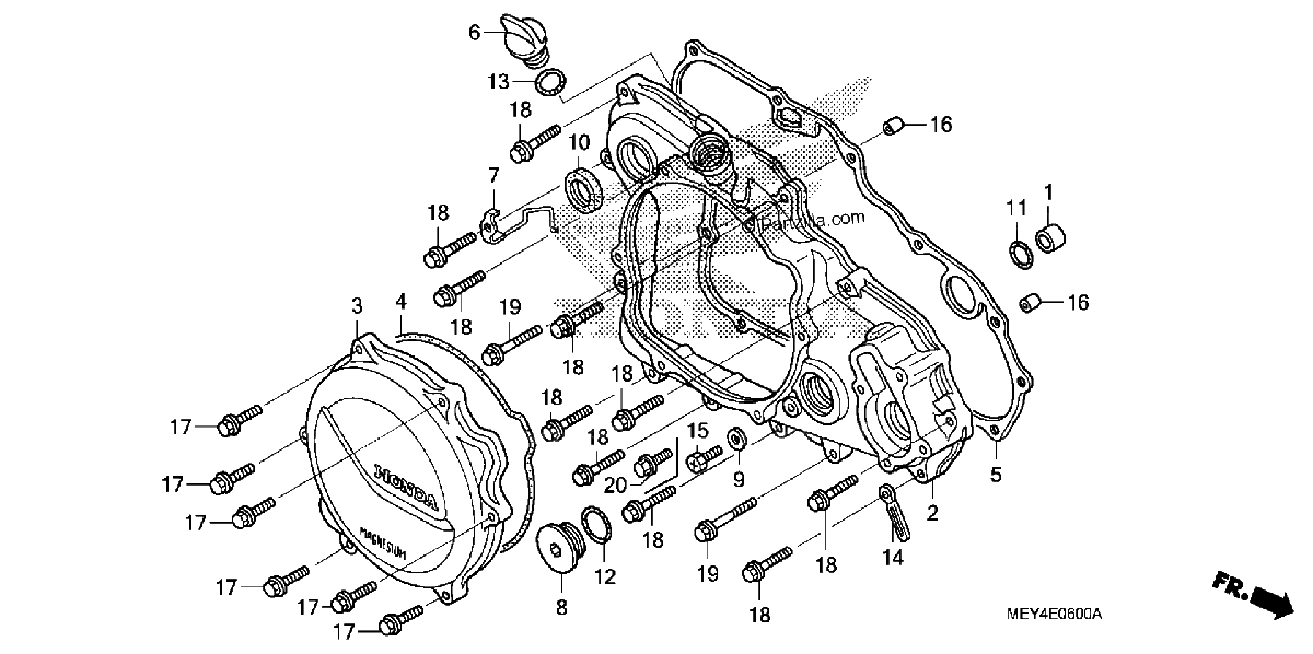 Diagrama de RIGHT CRANKCASE COVER