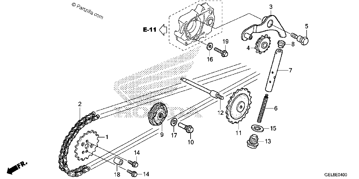 Diagrama de CAM CHAIN TENSIONER
