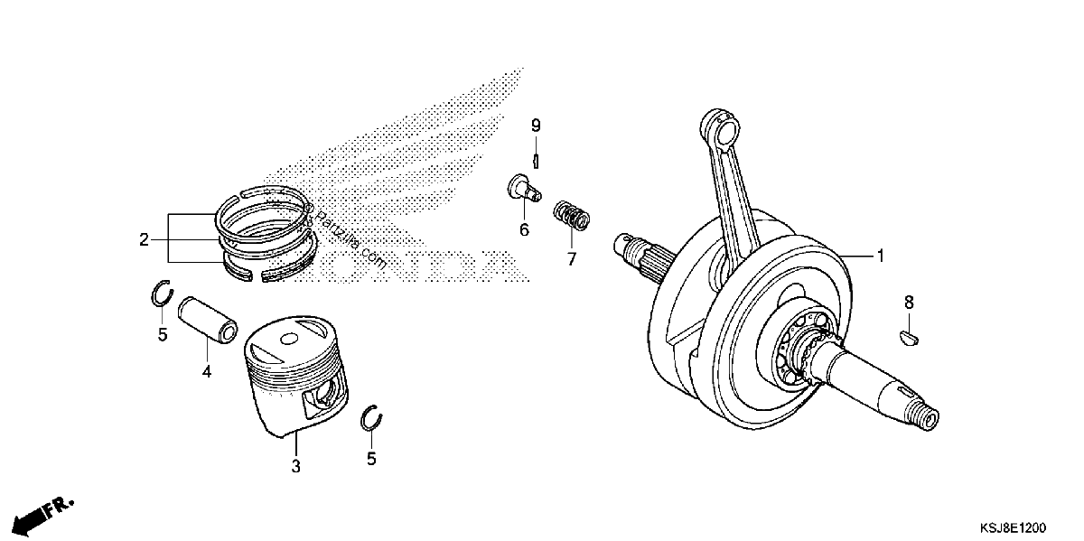 Diagrama de CRANKSHAFT PISTON CRF80F