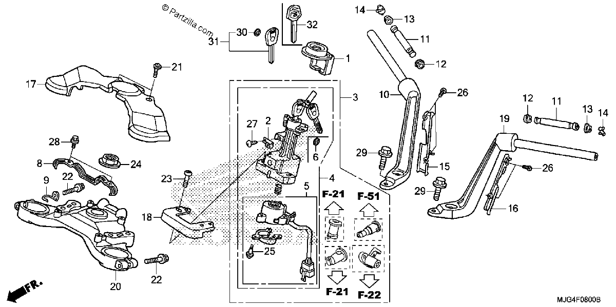 Diagrama de HANDLEBAR TOP BRIDGE