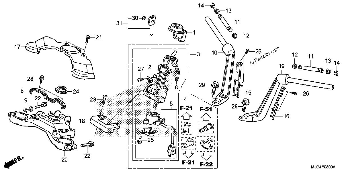 Diagrama de HANDLEBAR TOP BRIDGE