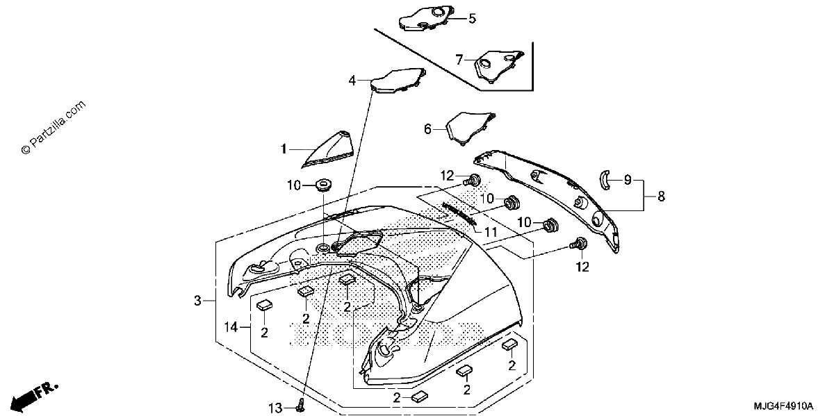 Diagrama de REAR CENTER TOP COVER