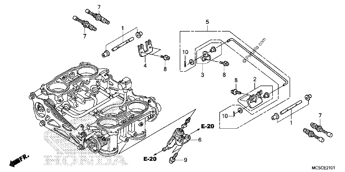 Diagrama de THROTTLE BODY COMPONENT PARTS
