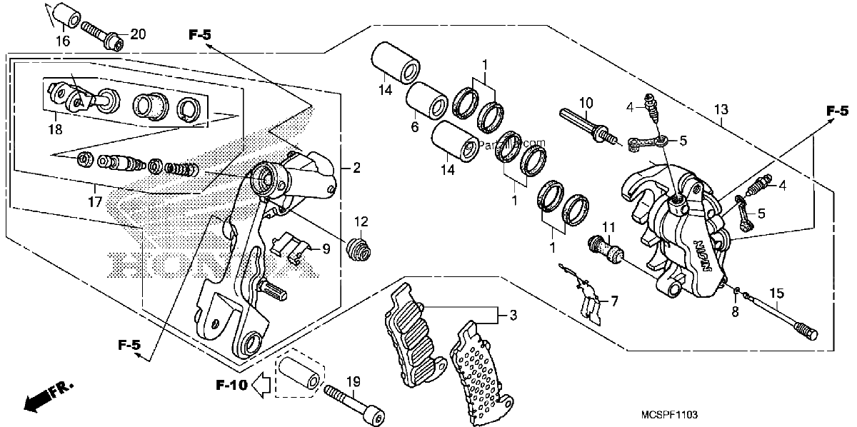 Diagrama de LEFT FRONT BRAKE CALIPER 09 11 12 13