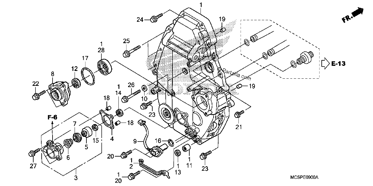 Diagrama de REAR CRANKCASE COVER