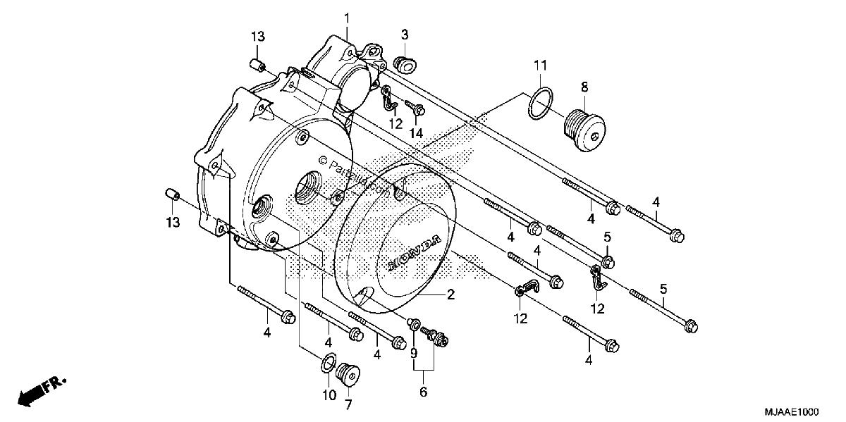 Diagrama de LEFT CRANKCASE COVER 1