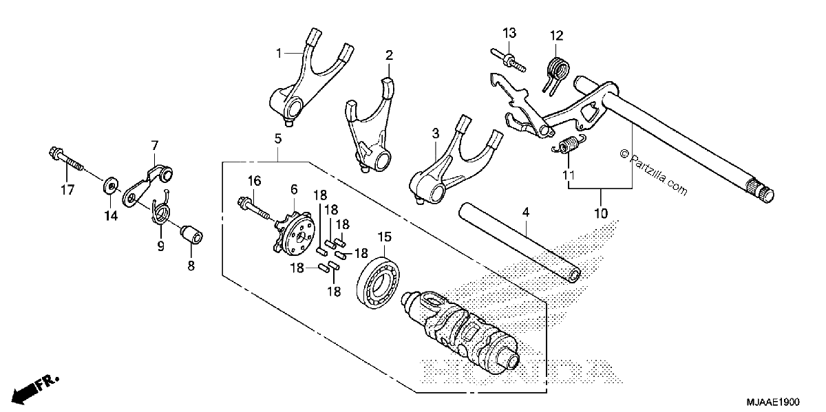 Diagrama de GEAR SHIFT DRUM