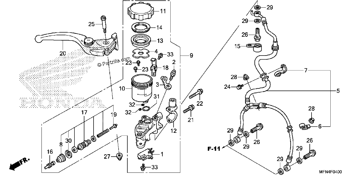 Diagrama de FRONT BRAKE MASTER CYLINDER 1
