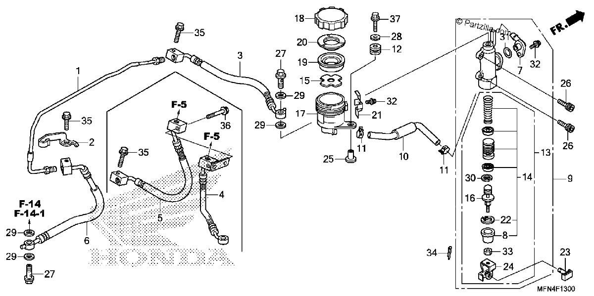 Diagrama de REAR BRAKE MASTER CYLINDER