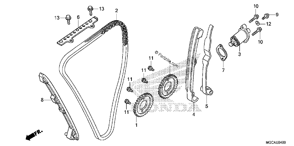 Diagrama de CAM CHAIN TENSIONER