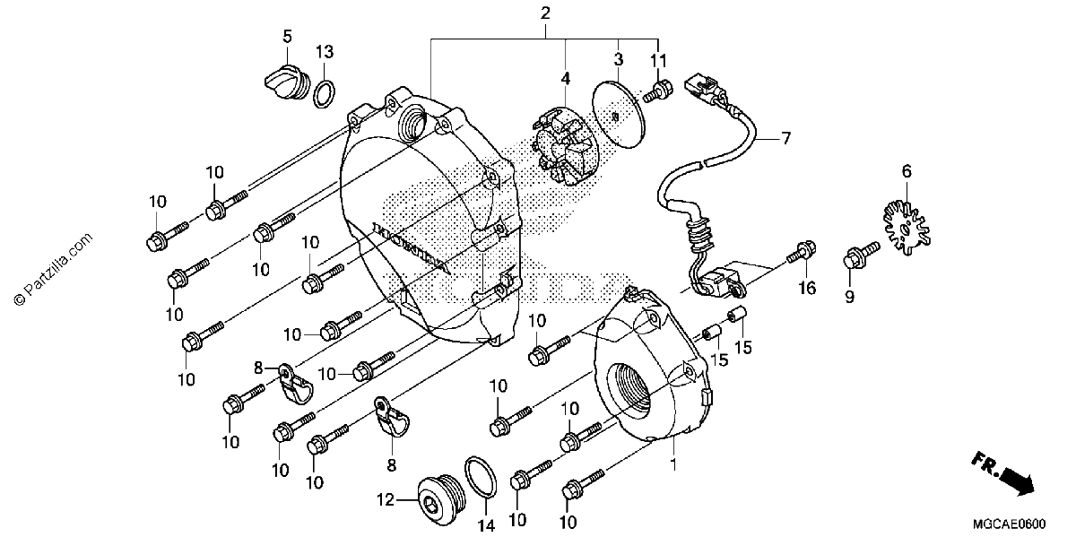 Diagrama de RIGHT CRANKCASE COVER