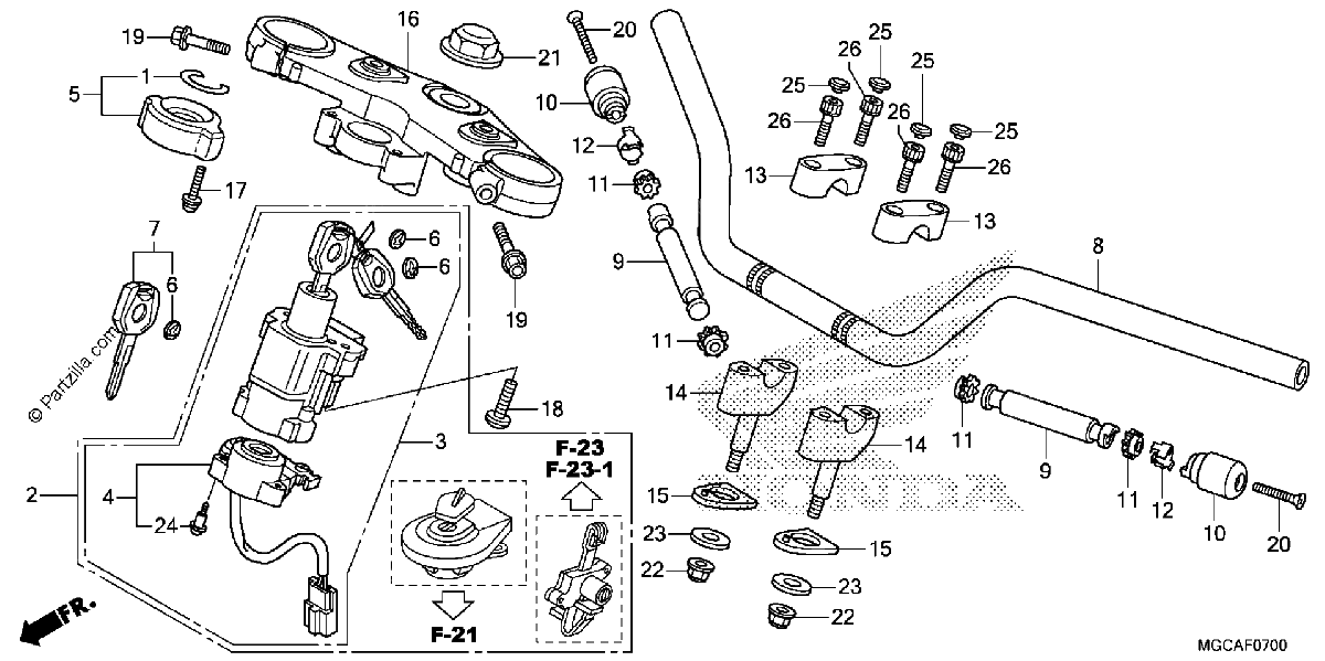 Diagrama de HANDLEBAR TOP BRIDGE