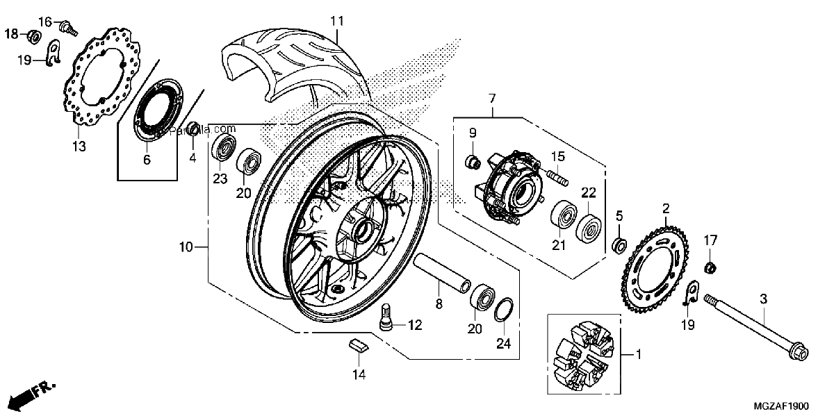 Diagrama de REAR WHEEL