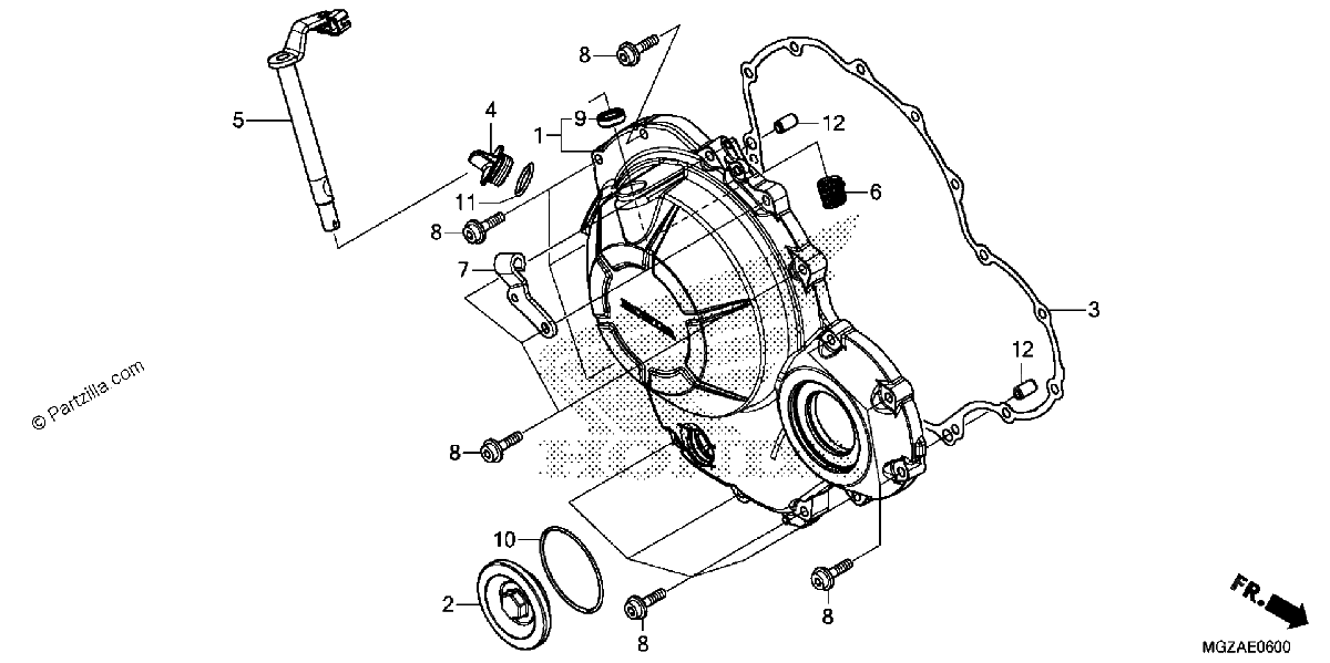 Diagrama de RIGHT CRANKCASE COVER